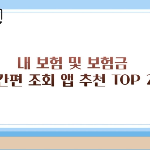 내 보험 및 보험금 간편 조회 앱 추천 TOP 2