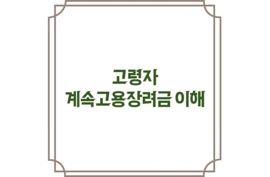 고령자 계속고용장려금 지원금 지급 시기와 방법 (필수 서류)