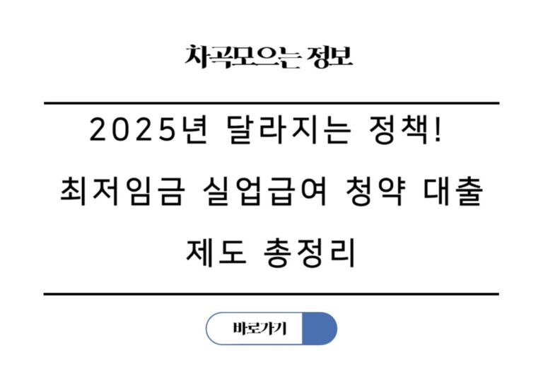 2025년 달라지는 정책! 최저임금 실업급여 청약 대출 제도 총정리