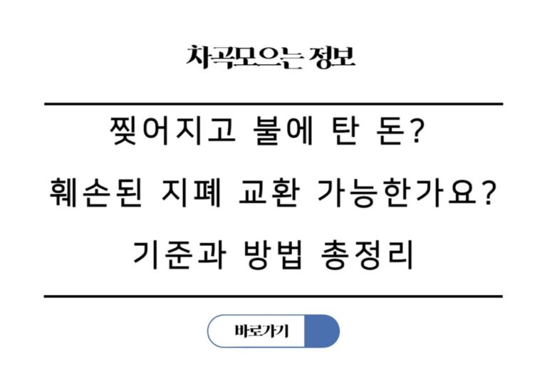 찢어지고 불에 탄 돈? 훼손된 지폐 교환 가능한가요? 기준과 방법 총정리