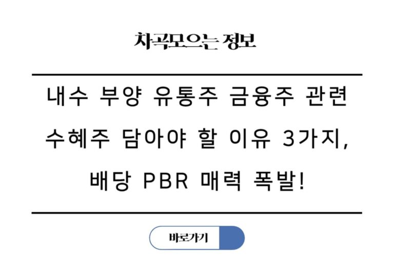 내수 부양 유통주 금융주 관련 수혜주 담아야 할 이유 3가지, 배당 PBR 매력 폭발!
