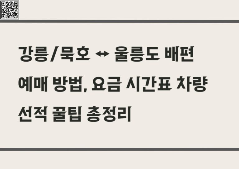 강릉/묵호 울릉도 배편 예매 방법, 요금 시간표 차량선적 꿀팁 총정리