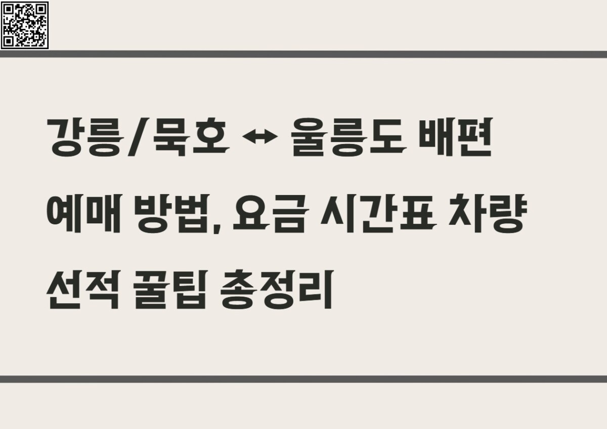 강릉/묵호 울릉도 배편 예매 방법, 요금 시간표 차량선적 꿀팁 총정리