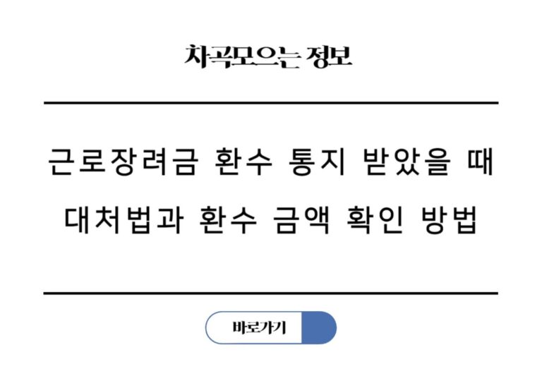 근로장려금 환수 통지 받았을 때 대처법과 환수 금액 확인 방법