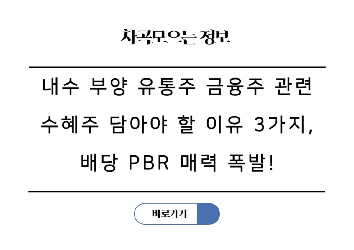 내수 부양 유통주 금융주 관련 수혜주 담아야 할 이유 3가지, 배당 PBR 매력 폭발!