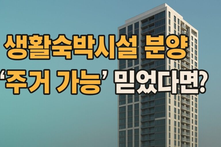 생활숙박시설 분양, '주거 가능' 믿었다면? 당신이 알아야 생숙의 모든 것!