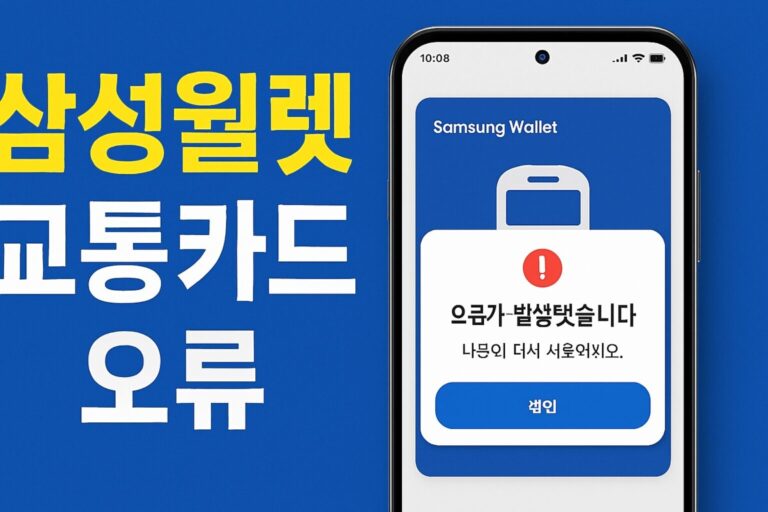 삼성월렛 교통카드 오류, 5분 만에 해결하는 방법 (미승인/인식 불가 등)