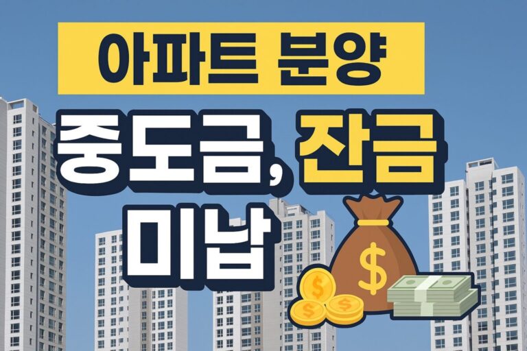 아파트 분양 중도금, 잔금 미납 시 계약 해지, 위약금, 신용도 하락을 피하는 방법
