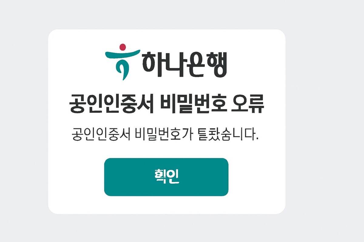 하나은행 공인인증서 비밀번호 오류, 비밀번호 초기화 공인인증서 재발급