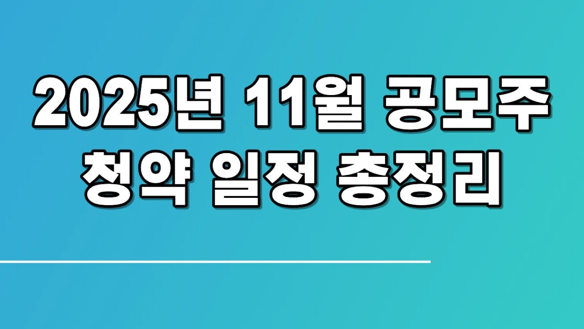 2025년 11월 공모주 청약 일정 총정리