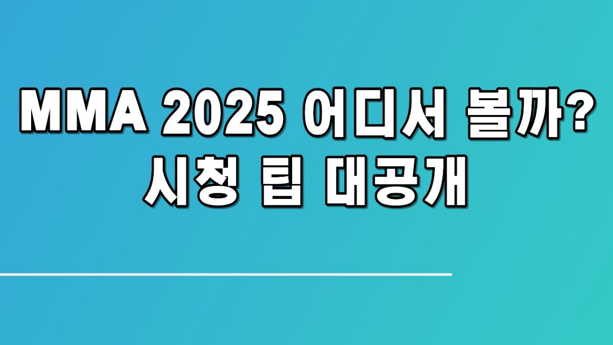 MMA 2025 어디서 볼까? 12월 20일 생중계 채널·시청 팁 대공개
