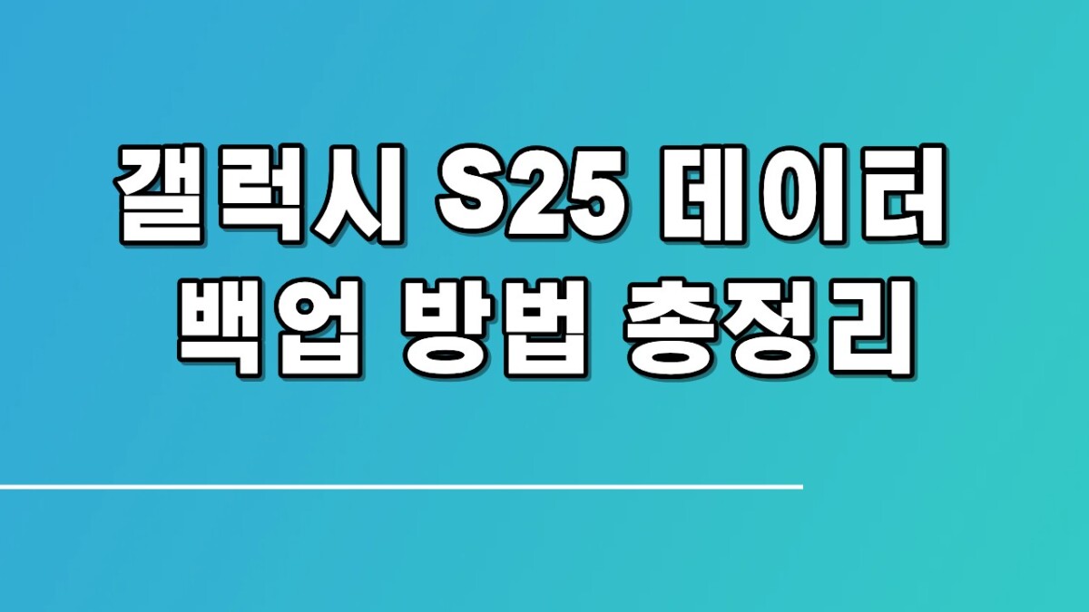 갤럭시 S25 데이터 백업 방법 총정리