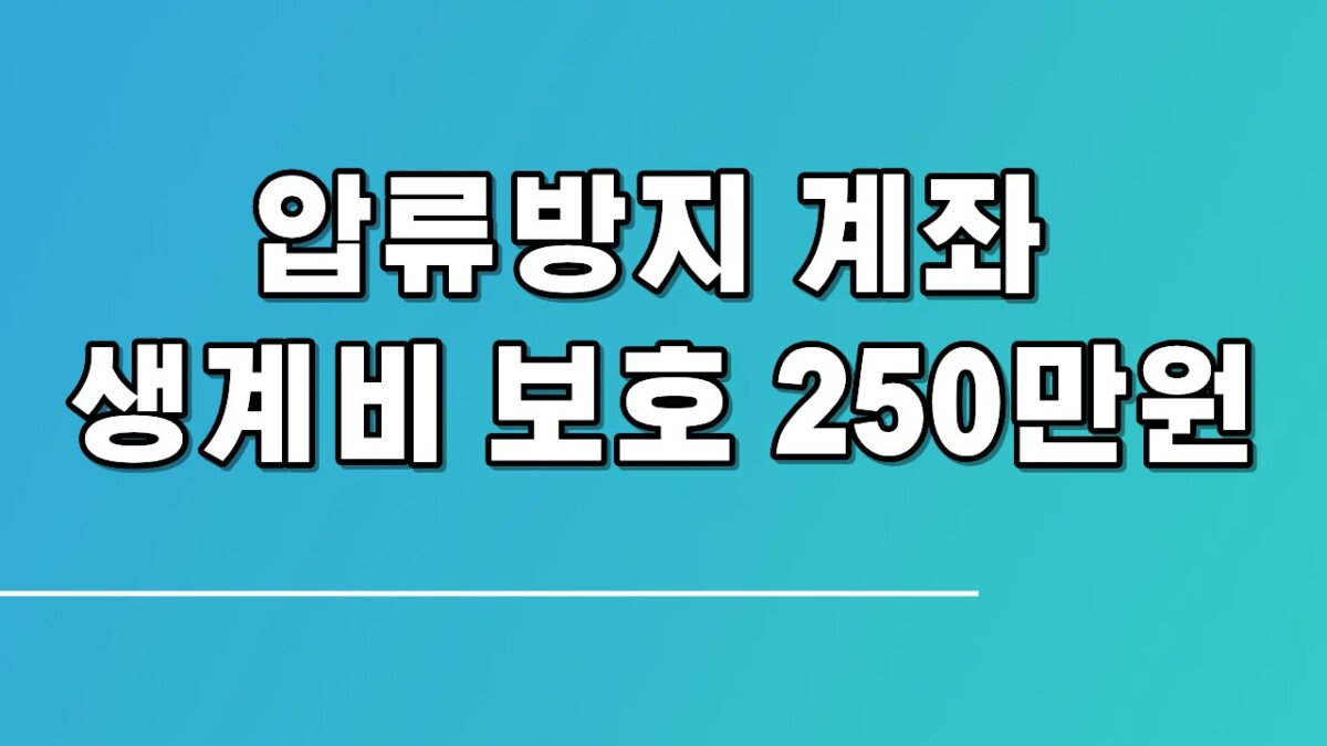 압류방지 계좌 생계비 보호 250만원