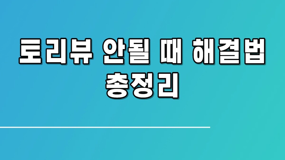 토리뷰 안될 때 해결법 총정리