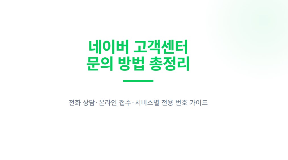 네이버 고객센터 문의하는 방법, 전화·온라인·전용번호 총정리