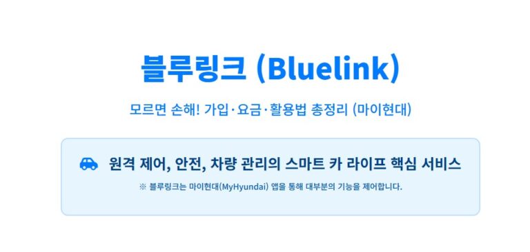 블루링크 이거 모르면 손해! 가입·요금·활용법 총정리 (마이현대)