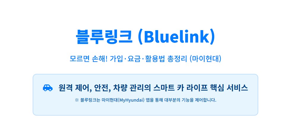 블루링크 이거 모르면 손해! 가입·요금·활용법 총정리 (마이현대)