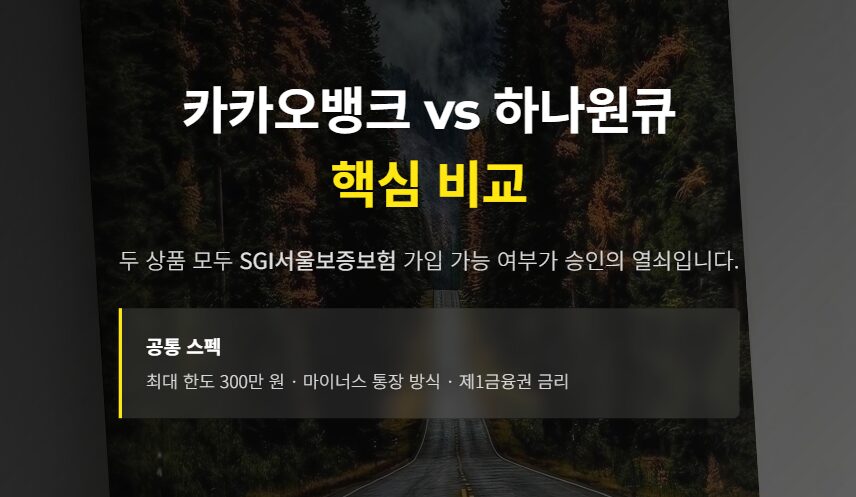 비상금대출 뭐가 좋을까 카카오뱅크와 하나원큐 핵심 차이·장단점 총정리