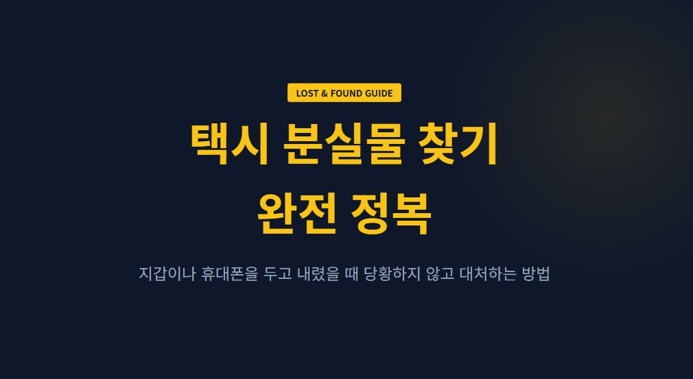 택시에서 지갑·휴대폰 두고 내렸을 때, 택시 분실물 찾는 방법 총정리