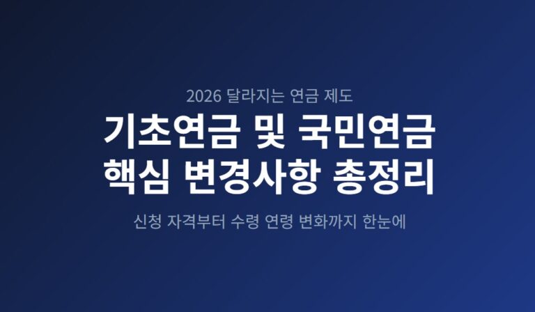 2026년 기초노령연금·국민연금 변경사항, 신청 자격부터 수령까지 한눈에