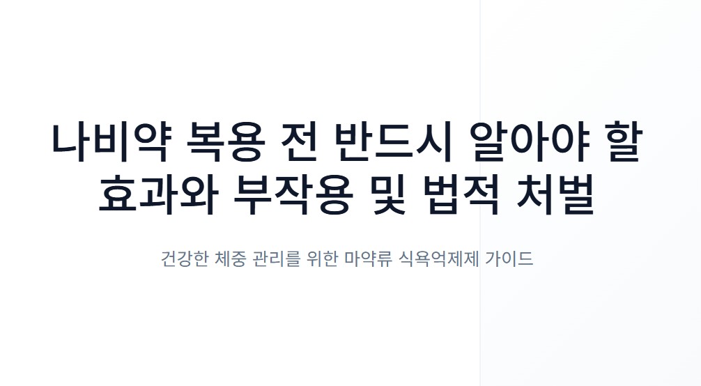 나비약이란 복용 전 반드시 알아야 할 효과·부작용·법적 처벌