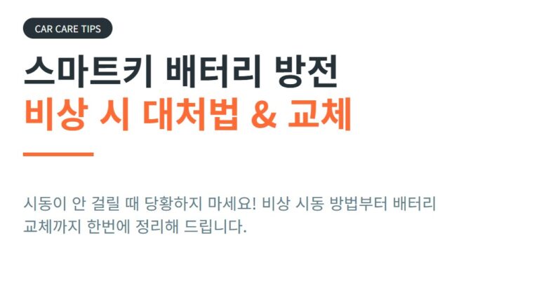 스마트키 배터리 교체 하는 방법, 시동 안 걸릴 때, 비상 시동 총정리