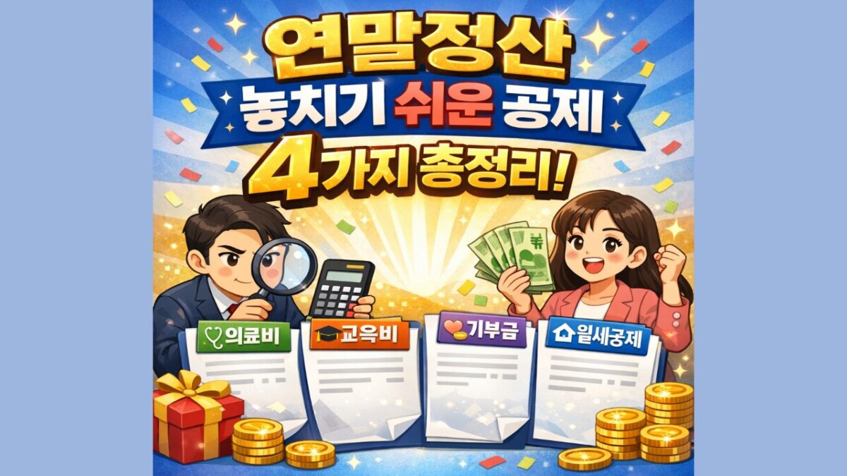 연말정산 환급금 늘리는 법? 놓치기 쉬운 공제 항목 4가지 꼼꼼 정리