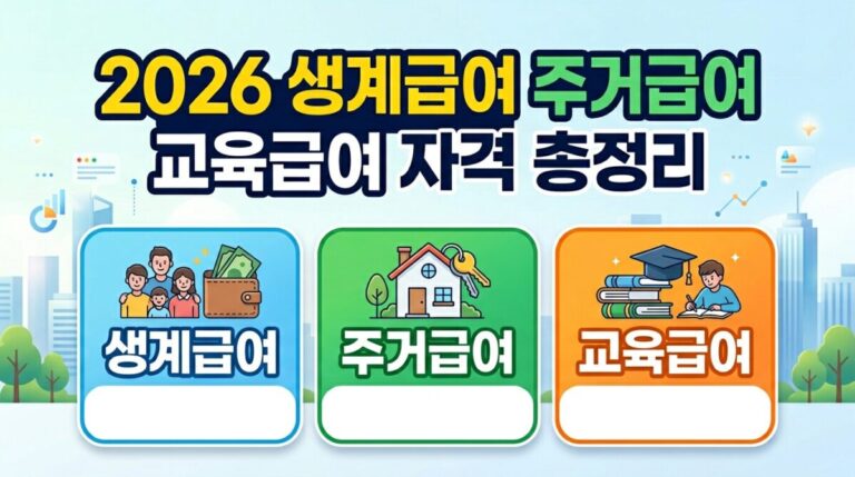 2026 생계급여 주거급여 교육급여 자격 총정리｜중위소득 계산 및 혜택 비교