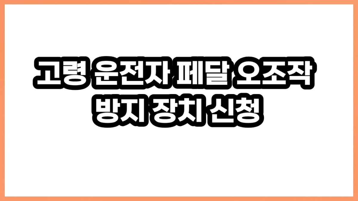 고령 운전자 페달 오조작 방지 장치 신청