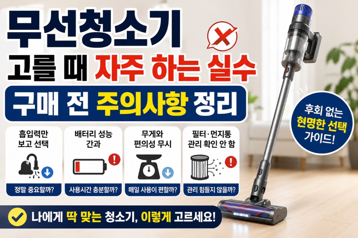 무선청소기 고를 때 자주 하는 실수와 구매 전 주의사항 정리