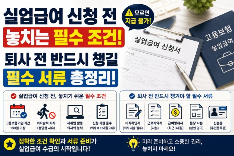 실업급여 신청 전 놓치는 필수 조건과 퇴사 전 반드시 챙길 필수 서류