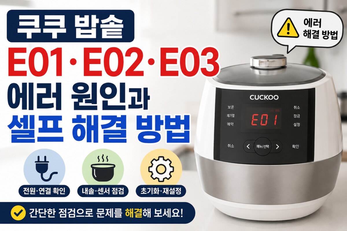 쿠쿠 밥솥 E01·E02·E03 에러 원인과 셀프 해결 방법